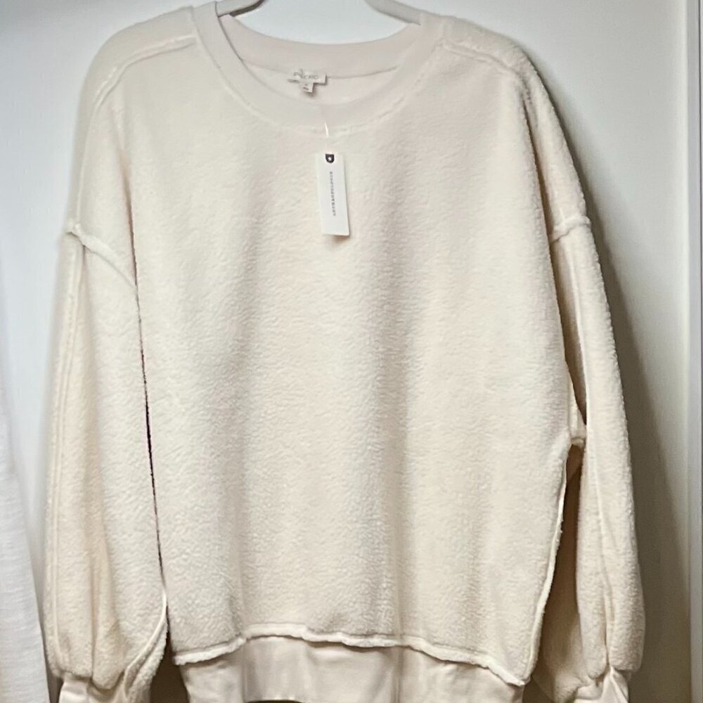 Pilcro Slouchy Crew-Neck Sweatshirt in Ivory Size XL - Picture 3 of 10
